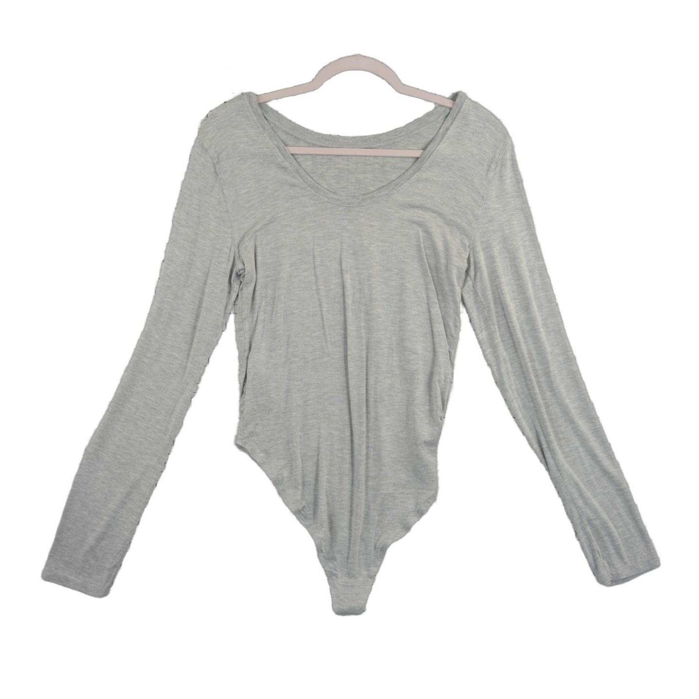 Anthropologie Women's Size Medium Heather Grey Scoop Neck Long Sleeve Bodysuit