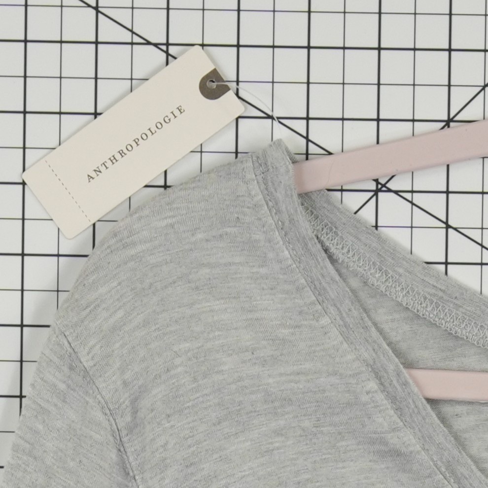 Anthropologie Women's Size Medium Heather Grey Scoop Neck Long Sleeve Bodysuit - Image 3