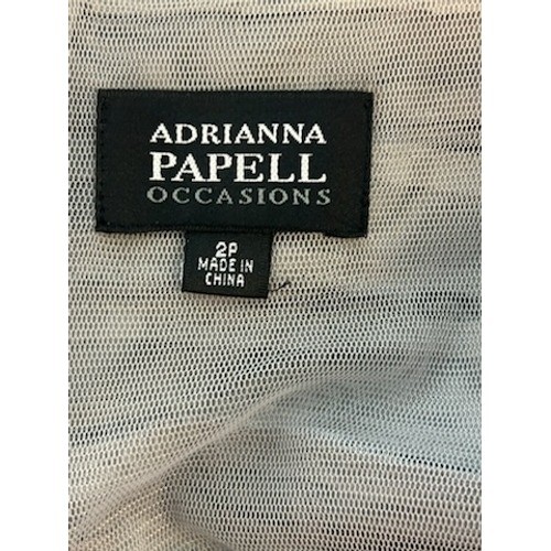 Adrianna Papell Sleeveless Ruffled Tiered Silver Formal Dress Size 2P Petite - Image 4