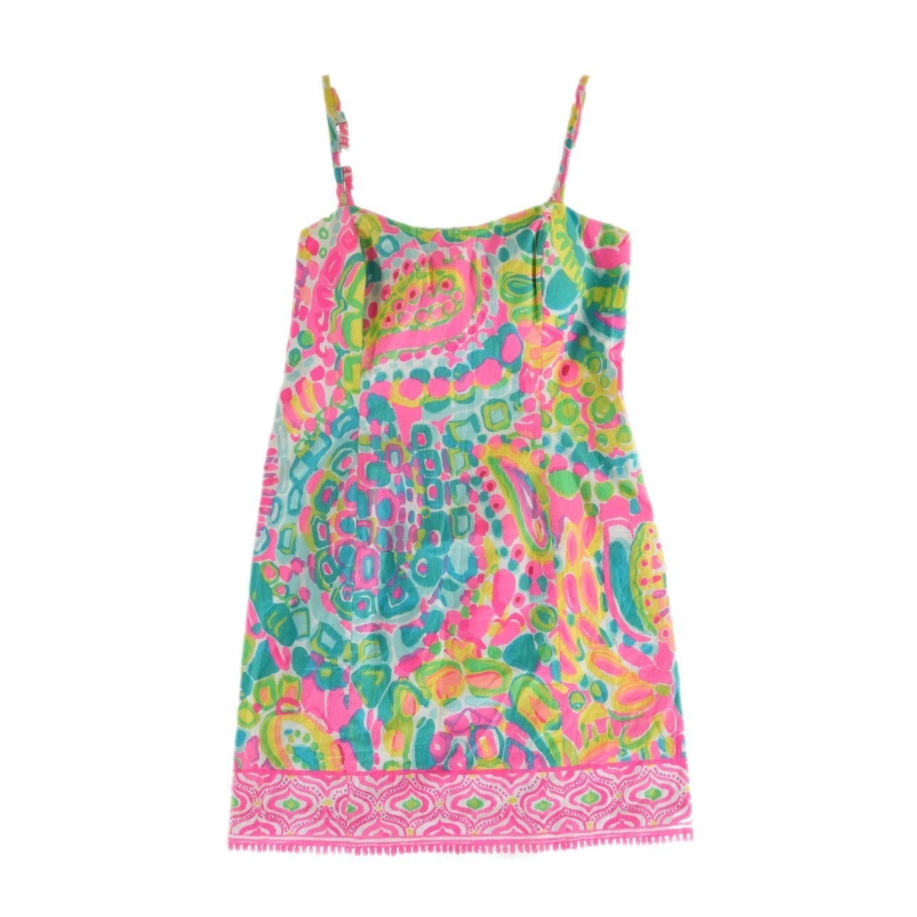 Lilly Pulitzer Dress Women's Size 2 Pink Green Paisley Bow Shift Kentucky Derby - Image 2