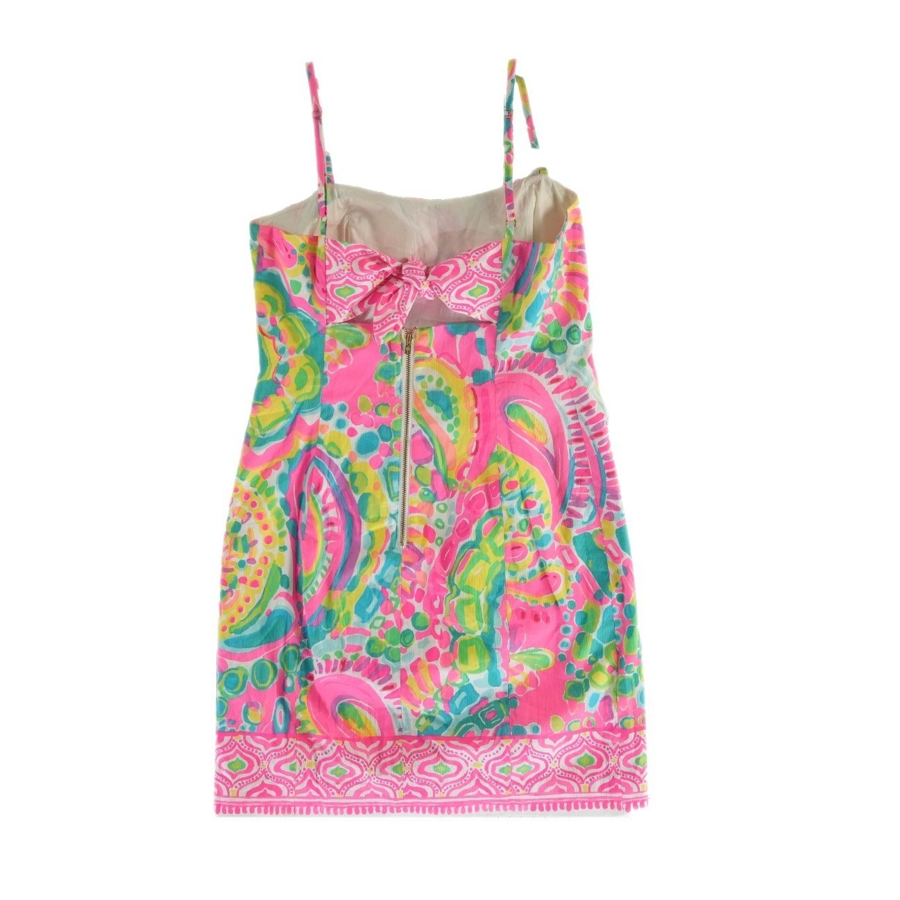 Lilly Pulitzer Dress Women's Size 2 Pink Green Paisley Bow Shift Kentucky Derby - Image 3