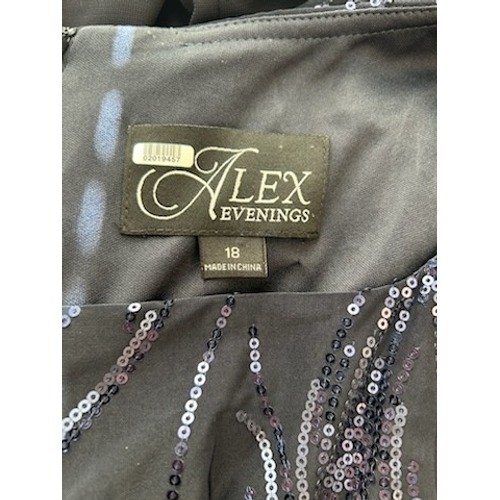 Alex Evenings Sequin Chiffon Formal Sleeveless Maxi Dress Navy Blue Size 18 - Image 4