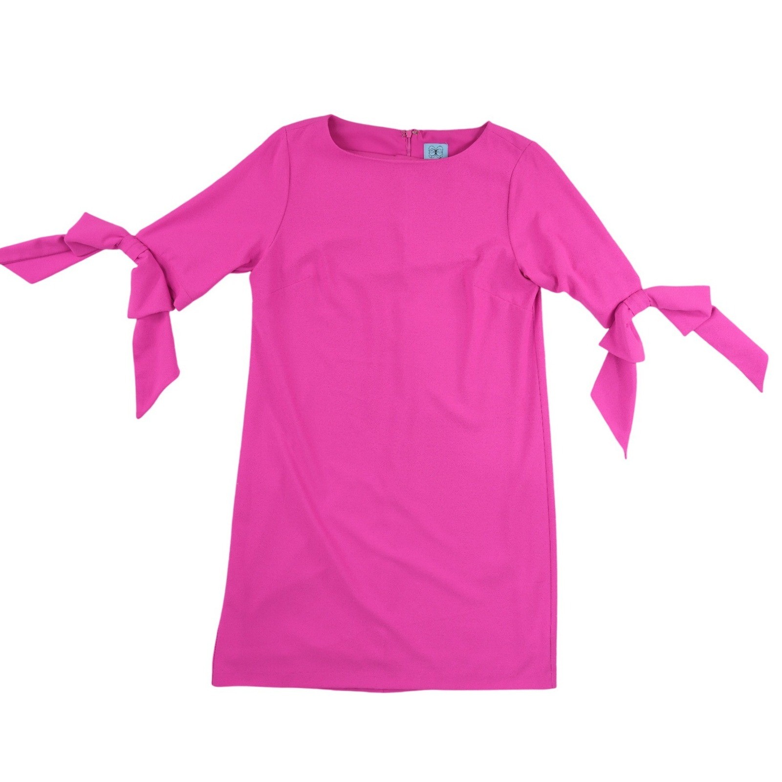 CeCe Shift Dress Women's Size 8 Hot Pink Bow Sleeve Crew Neck Kentucky Derby