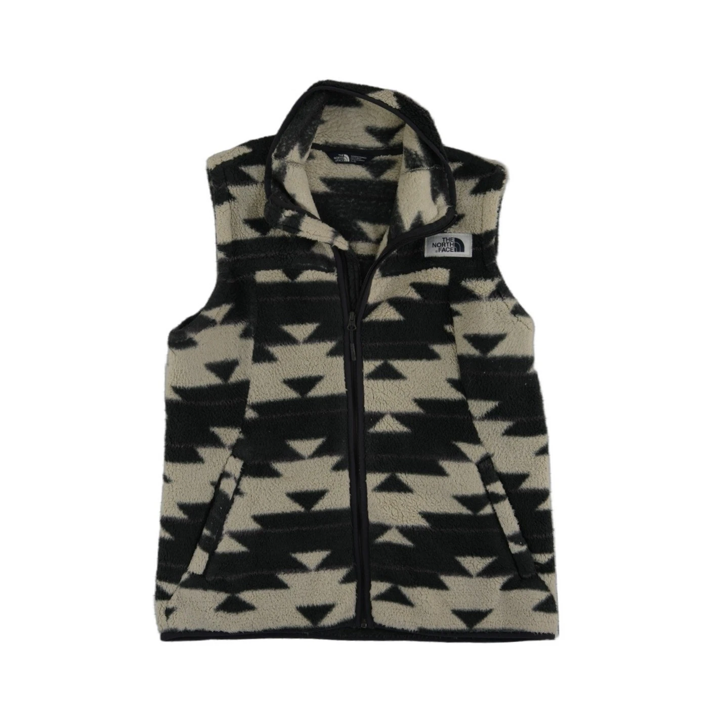 The North Face Fleece Vest Women's Size XL Black Cream Sherpa Southwestern Aztec - Image 2