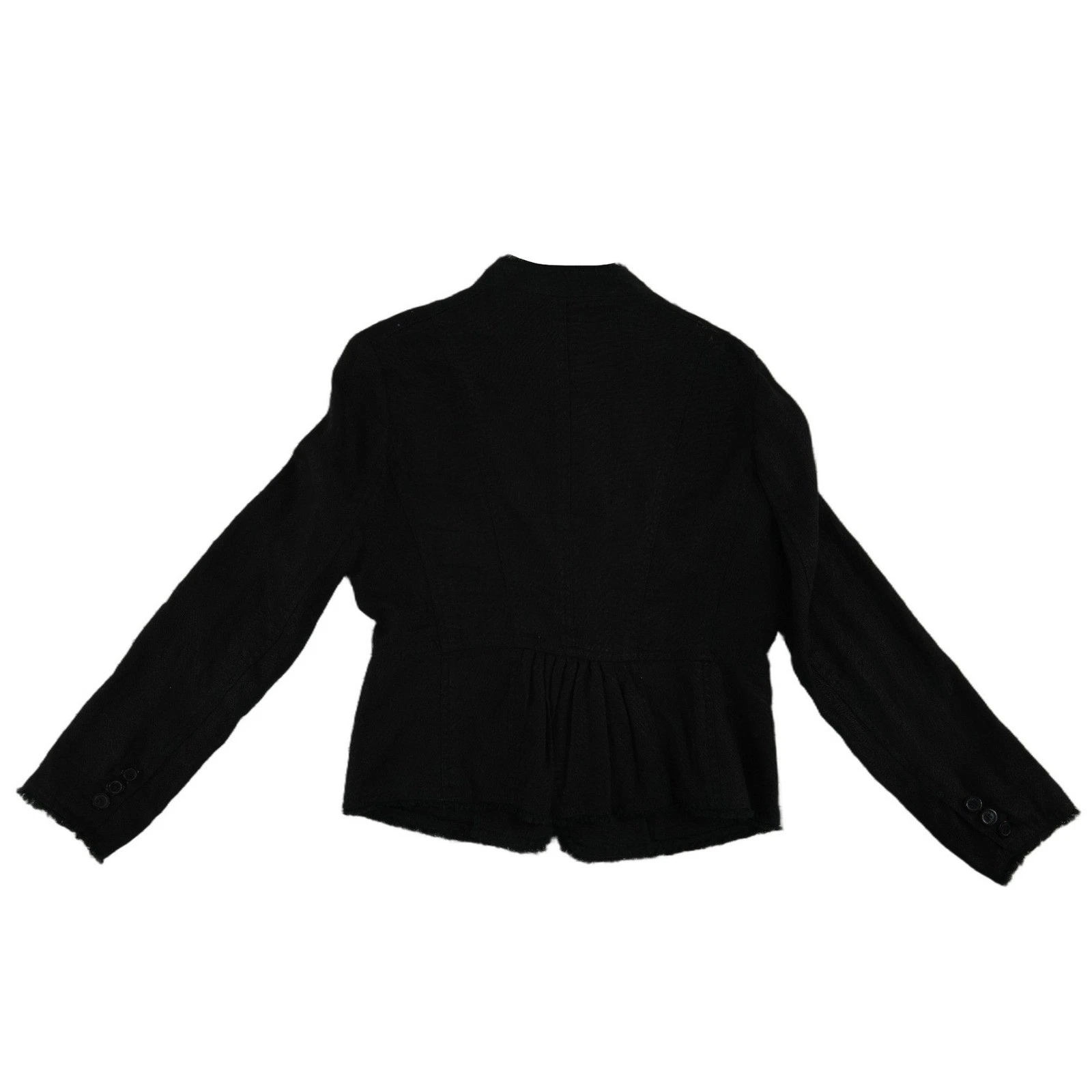 Michael Kors 100% Linen Blazer Women's Size 10 Black Fringe Trim Peplum Jacket - Image 3