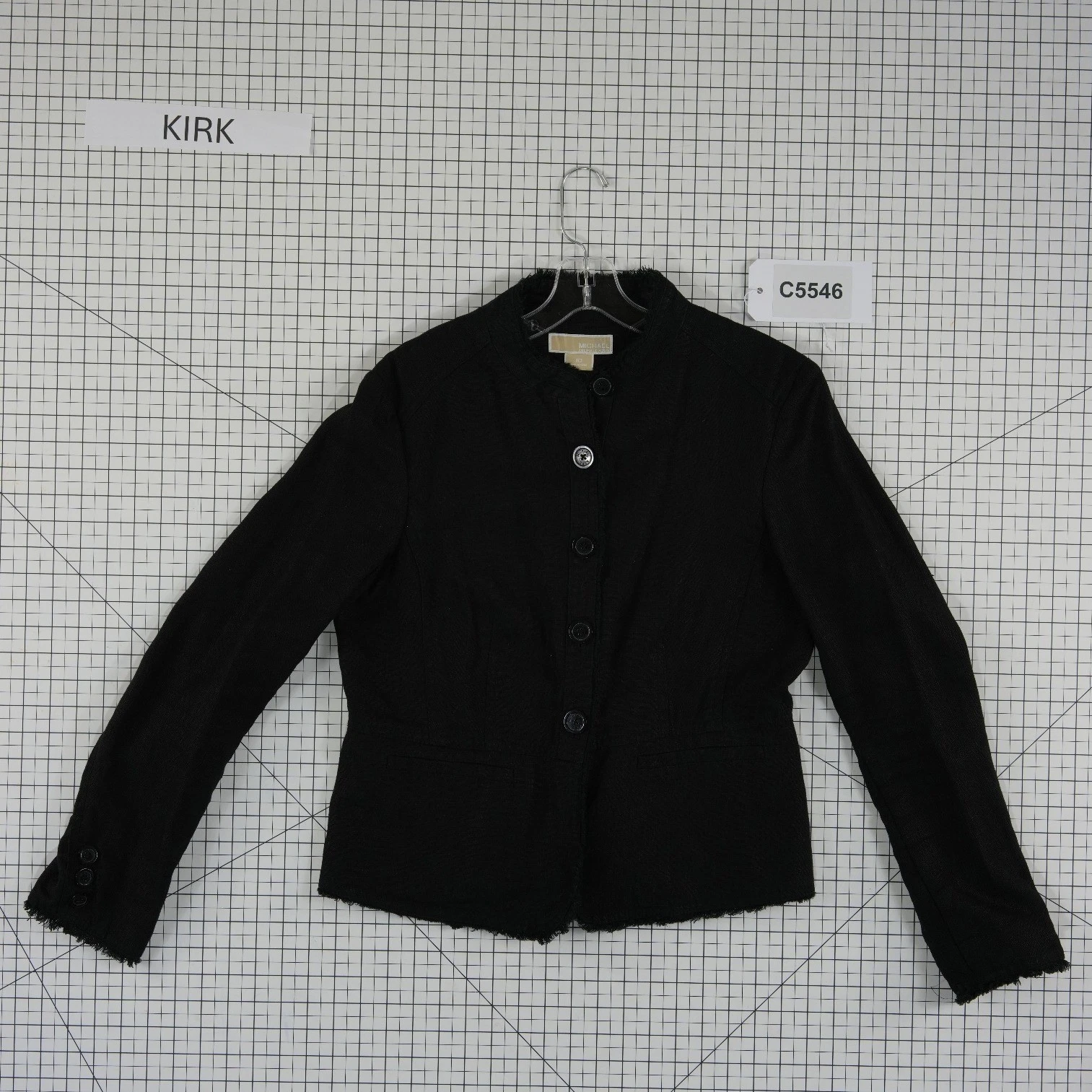 Michael Kors 100% Linen Blazer Women's Size 10 Black Fringe Trim Peplum Jacket - Image 7