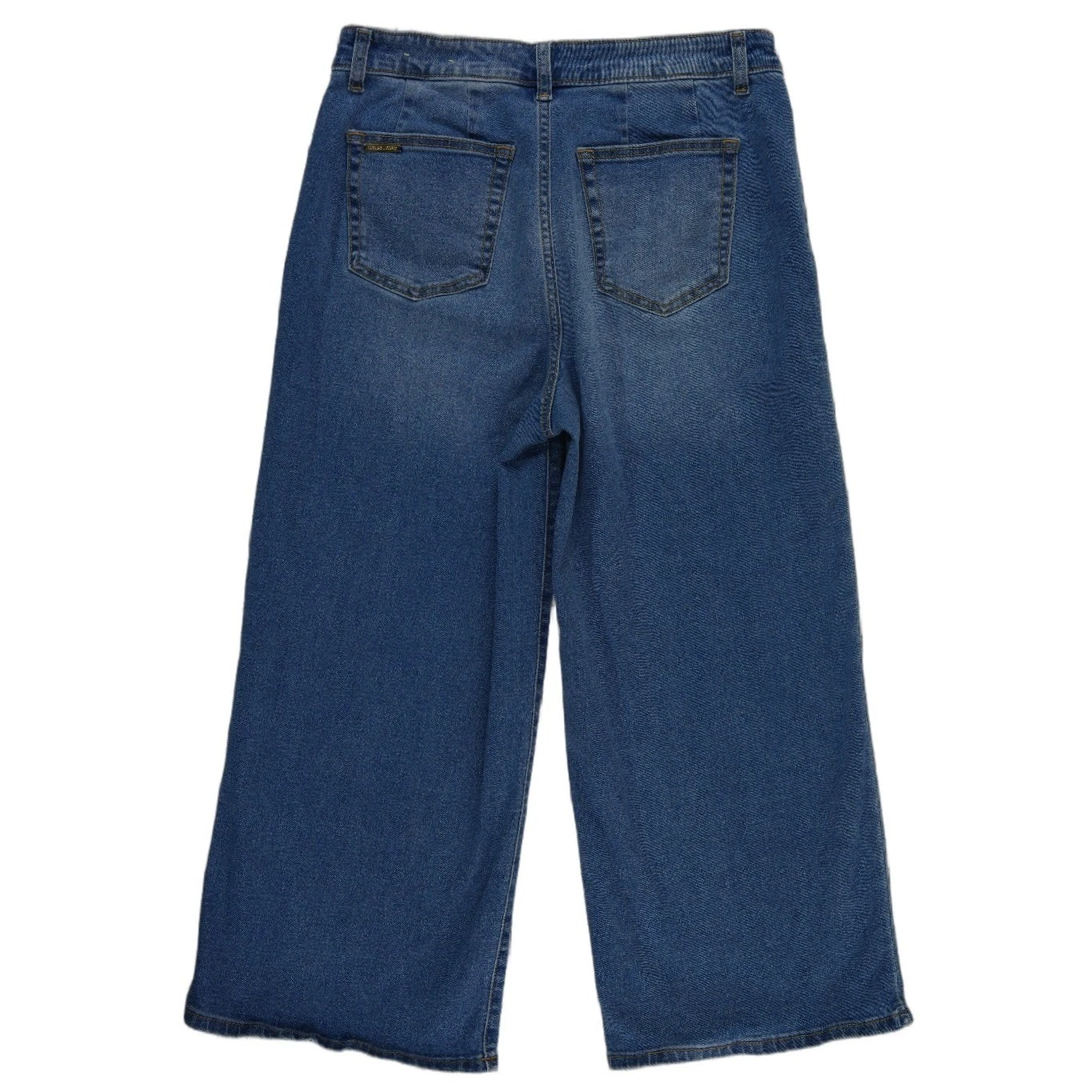 Michael Kors Wide Leg Jeans Women's Size 8 Blue Cropped Gold Button Nautical - Image 2