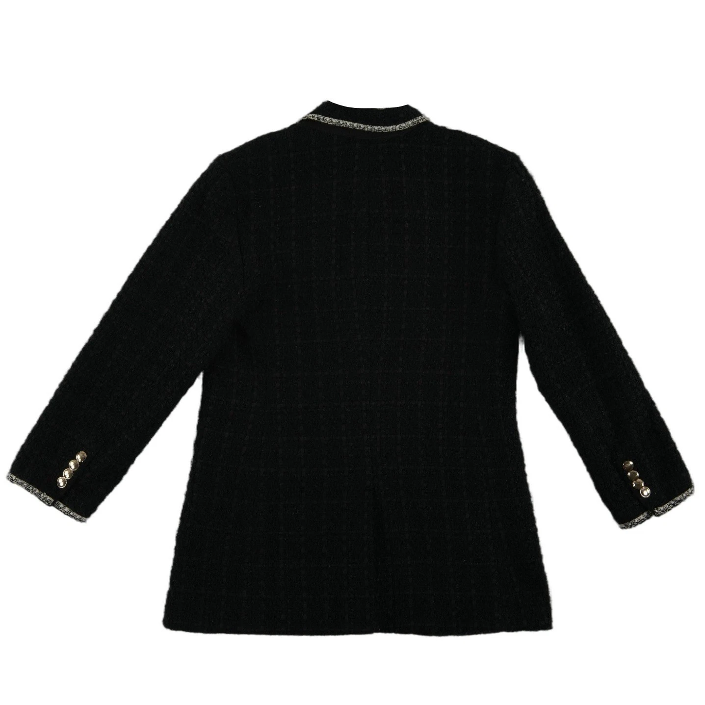 Ann Taylor Tweed Blazer Womens Size Medium Black Double Breasted Jacket Metallic - Image 3
