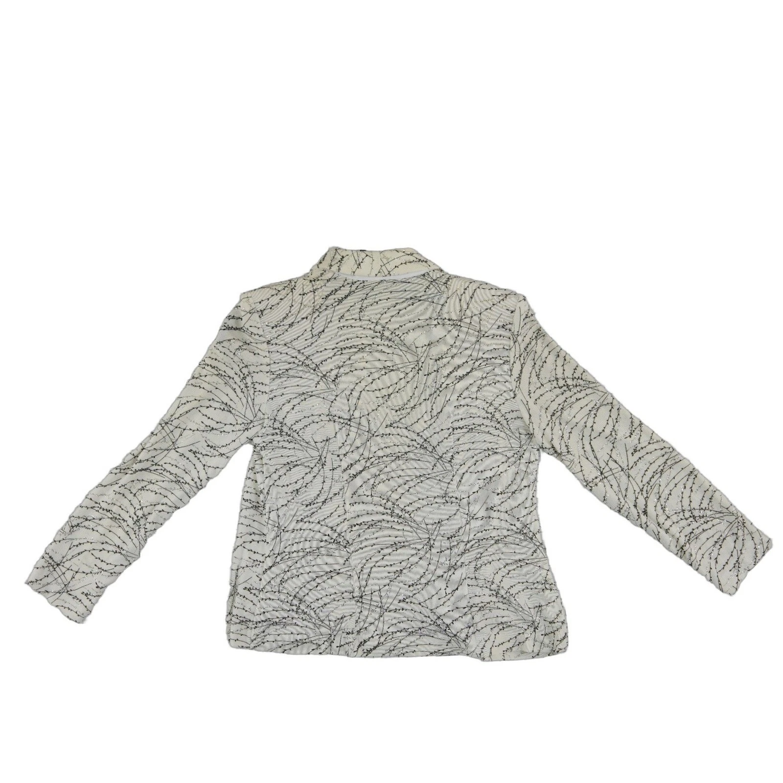Alex Evenings Jacket Blouse Set Women's Size Medium Petite MP Ivory Black Silver - Image 2