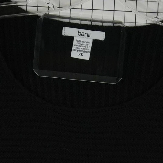 Bar III Sweater Women's Size XS Black Ribbed Grommet Wool Blend Moto Top - Image 4