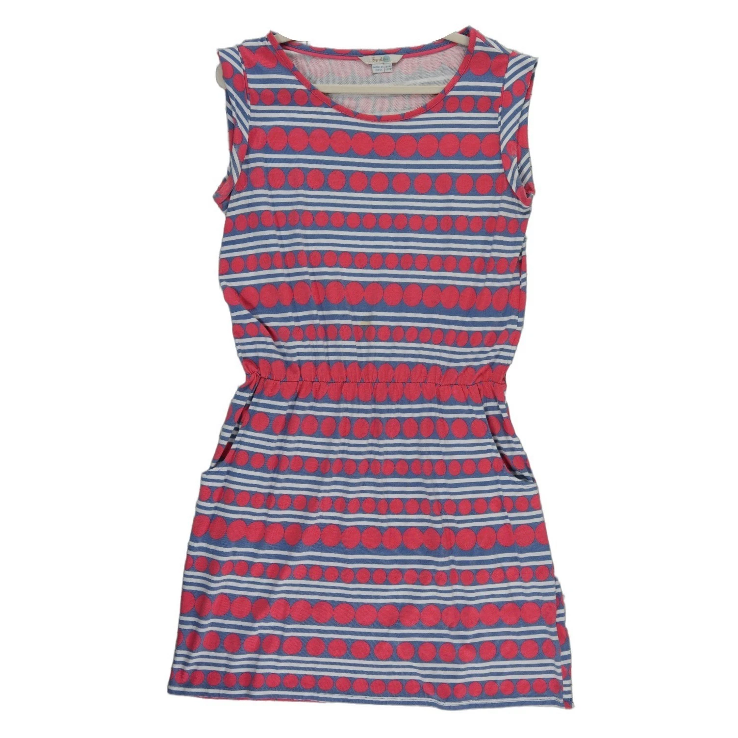 Boden Dress Women's 10P Petite Red Blue Polka Dot Striped Pockets - Image 2