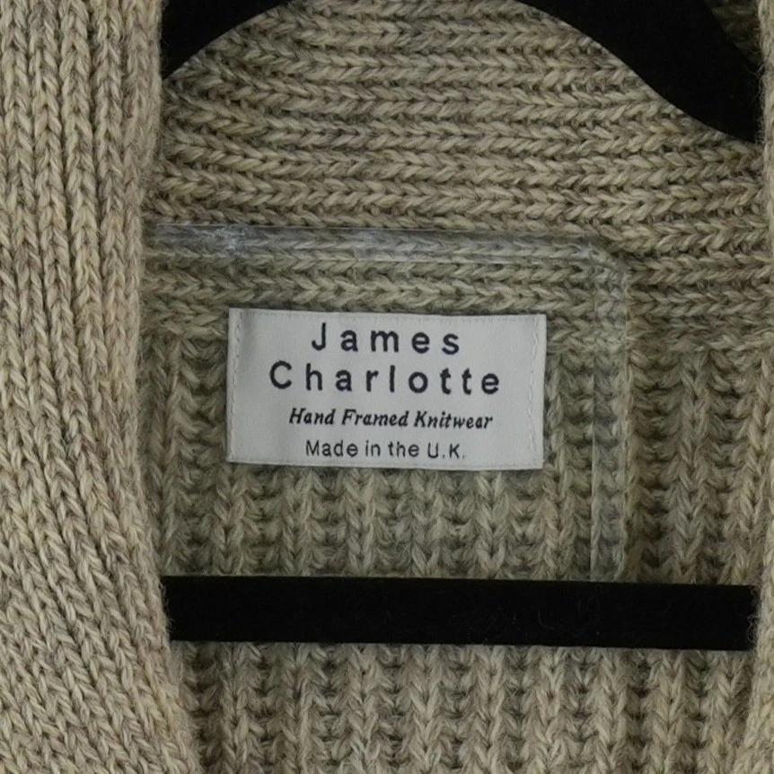 James Charlotte Cardigan Sweater Women's Size 32 US XS Oatmeal Wool Shawl Collar - Image 4