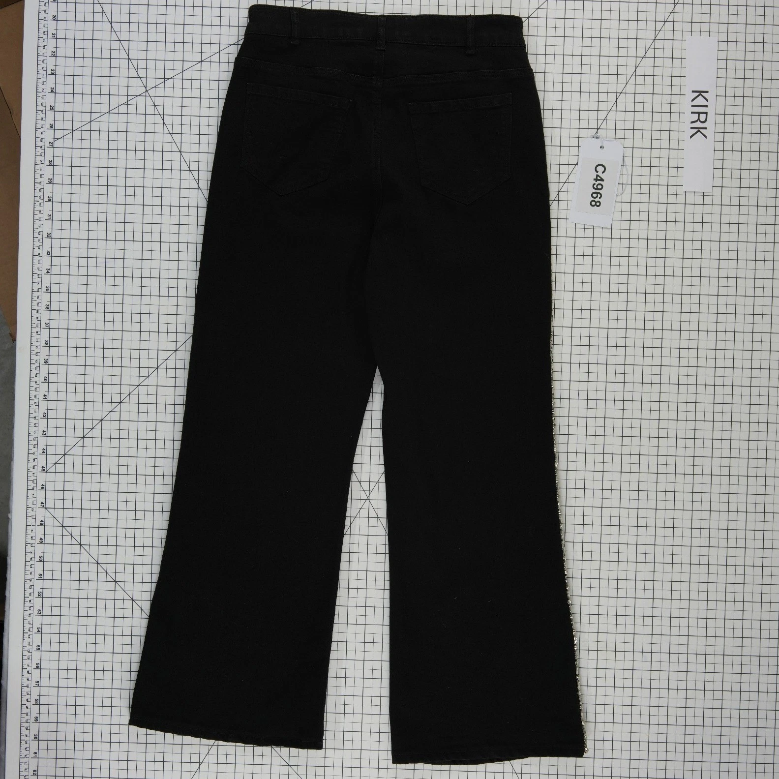 Boston Proper Jeans Women's Size 10 Black Rhinestone Crystal Trim Wide Leg Y2K - Image 5