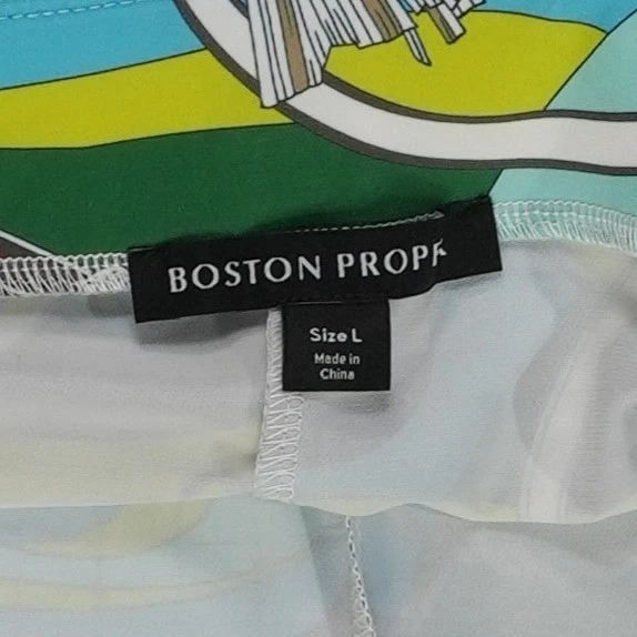 New Vintage Boston Proper Pantsuit Top Pants Women's Size 14 Large Chain Print - Image 4