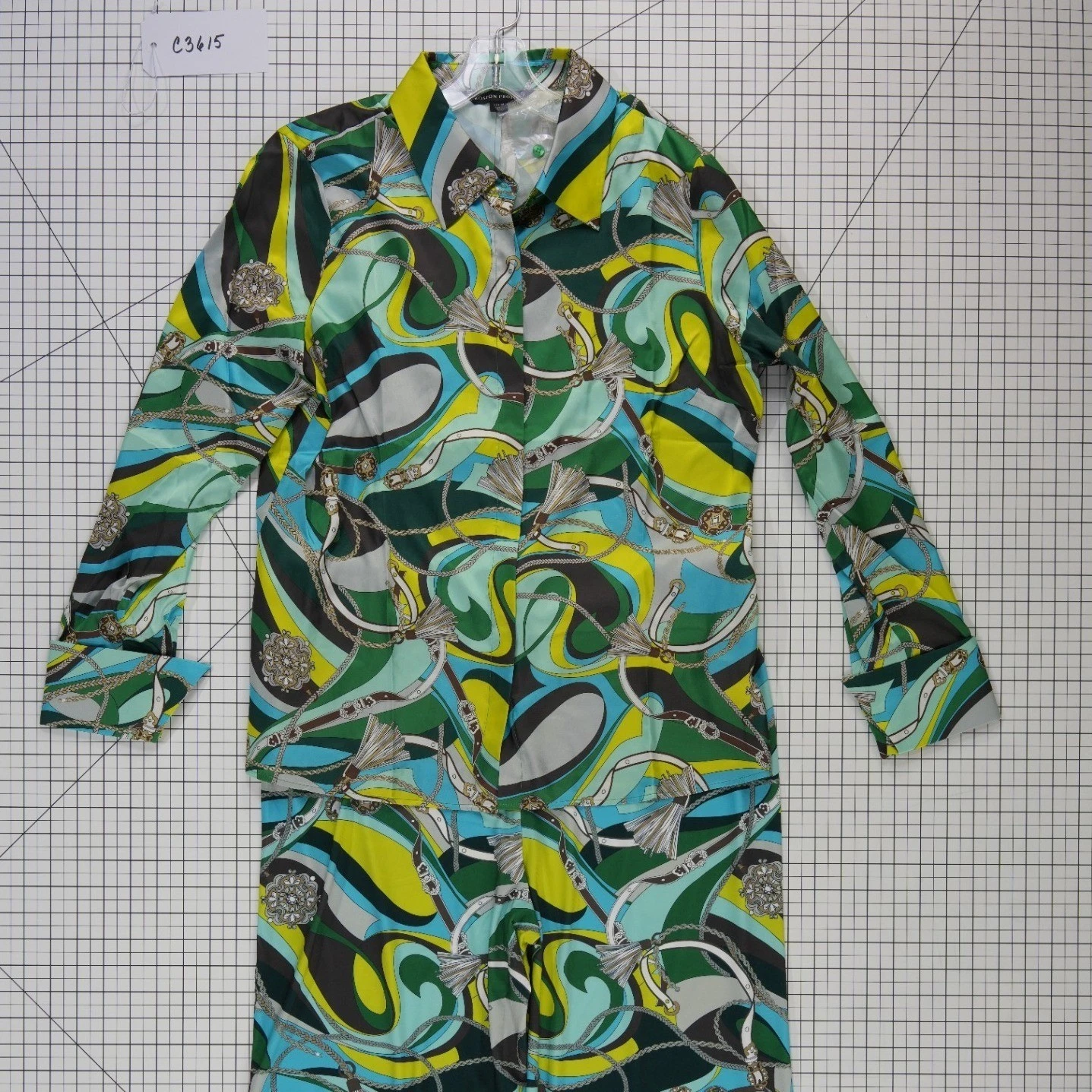 New Vintage Boston Proper Pantsuit Top Pants Women's Size 14 Large Chain Print - Image 5