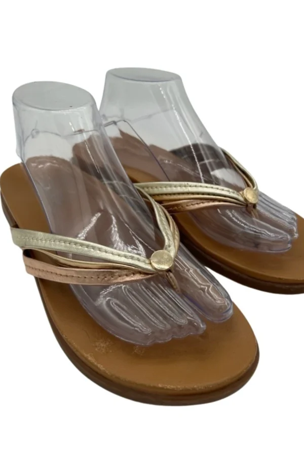 Vionic Sandals Women's Size 8.5 M Gold Rose Bronze Tri Tone Orthotic Thong Shoes