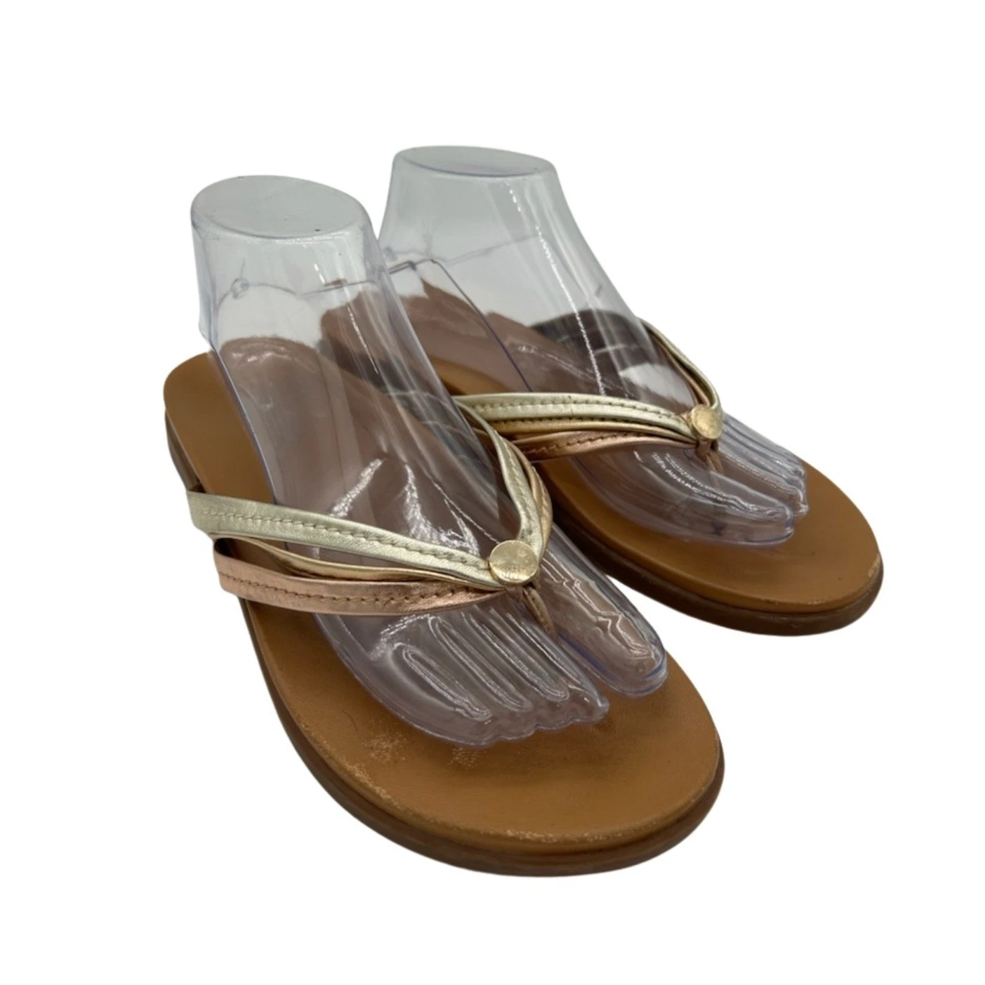 Vionic Sandals Women's Size 8.5 M Gold Rose Bronze Tri Tone Orthotic Thong Shoes