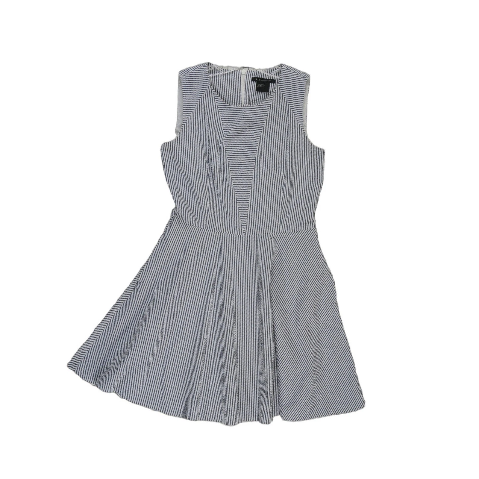 Armani Exchange Seersucker Dress Women's Size 6 Blue White Stripe Sleeveless - Image 2