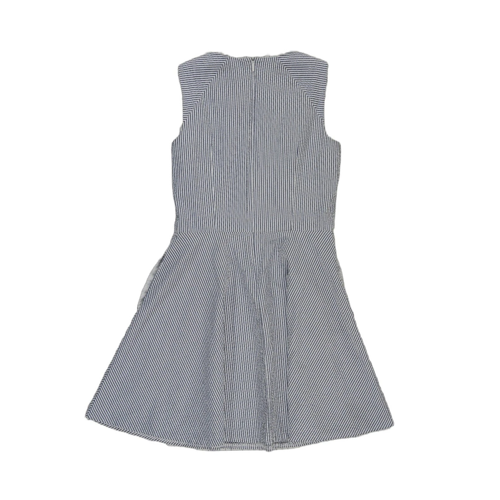 Armani Exchange Seersucker Dress Women's Size 6 Blue White Stripe Sleeveless - Image 3