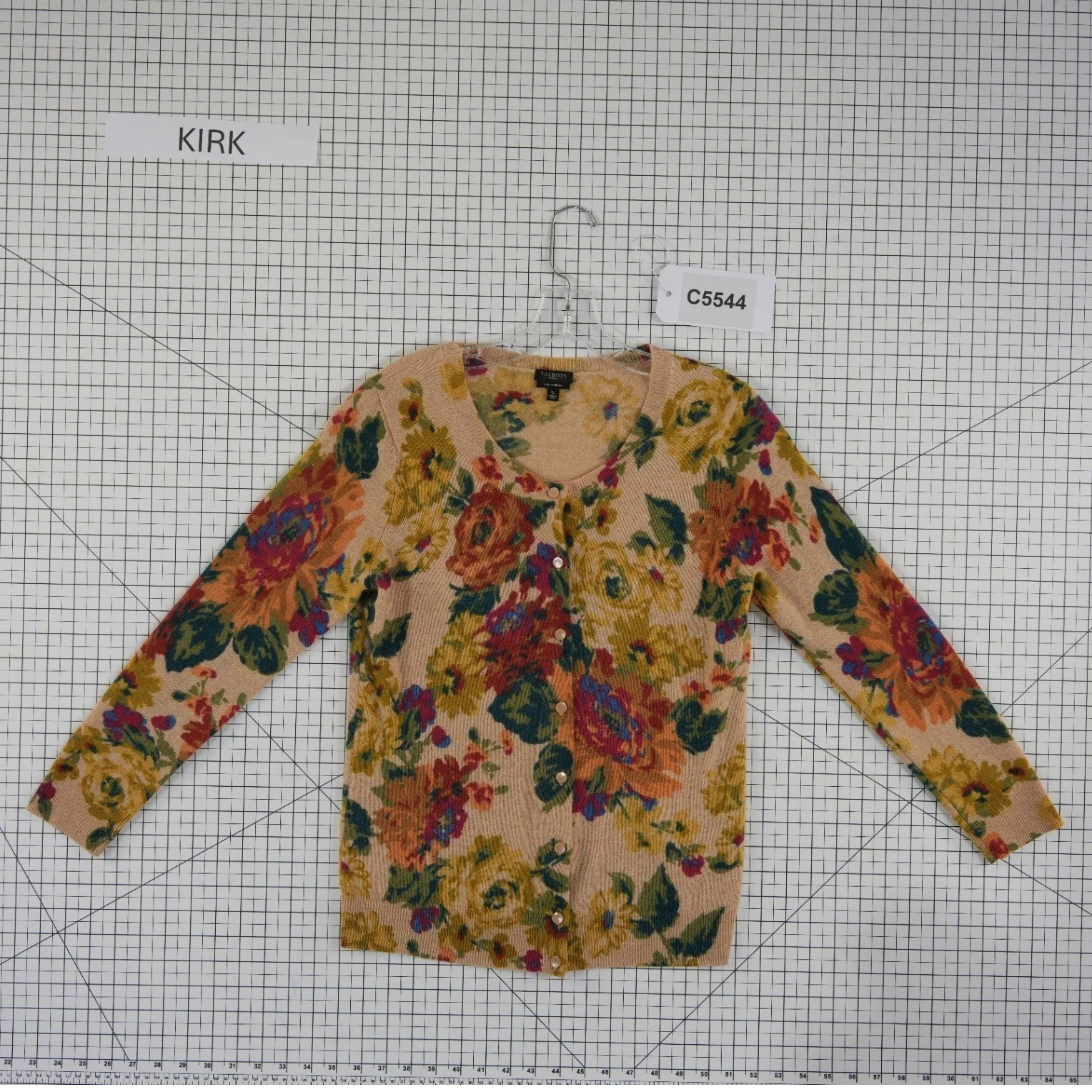 Talbots Cashmere Cardigan Sweater Women's Size Small Petite PS Tan Floral Button - Image 6