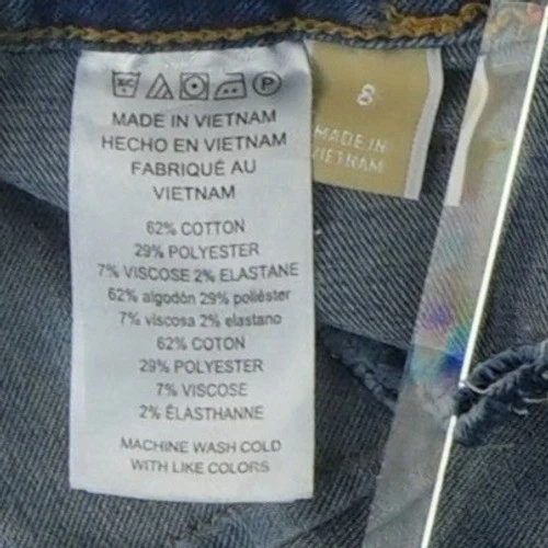 Michael Kors Wide Leg Jeans Women's Size 8 Blue Cropped Gold Button Nautical - Image 4