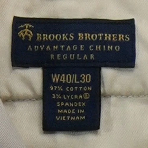 Brooks Brothers Advantage Chino Pants Men's Size 40x30 Stone Cotton Stretch - Image 3