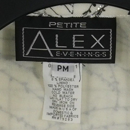 Alex Evenings Jacket Blouse Set Women's Size Medium Petite MP Ivory Black Silver - Image 5