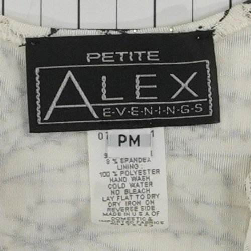 Alex Evenings Jacket Blouse Set Women's Size Medium Petite MP Ivory Black Silver - Image 6